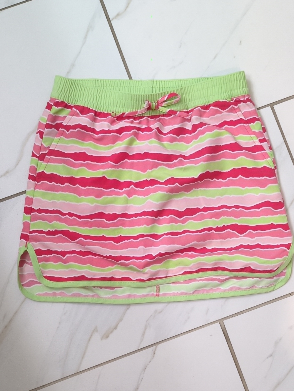 Columbia Girls Pink and Lime Striped Active Skort
